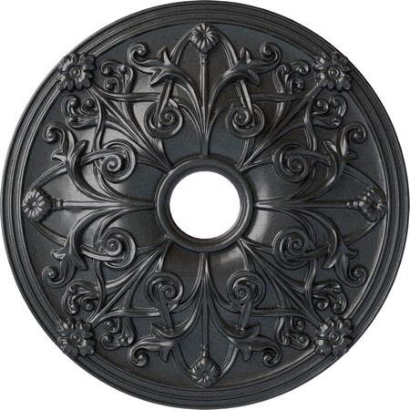 Ekena Millwork Jamie Ceiling Medallion (Fits Canopies up to 3 7/8"), 23 5/8"OD x 3 7/8"ID x 2 1/8"P, Pewter CM23JAPES